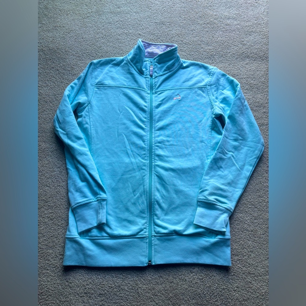 Cuffy's Of Cape Cod Full Zip Light Blue Preppy Sweatshirt Activewear Jacket